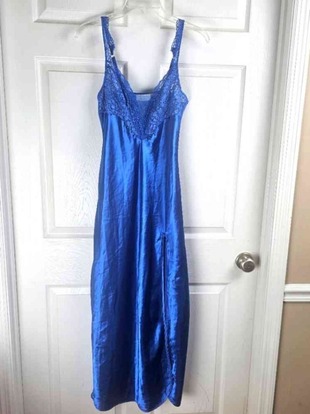 Vintage Gold Label Slip Dress Small Blue Nightie Wedding Sexy